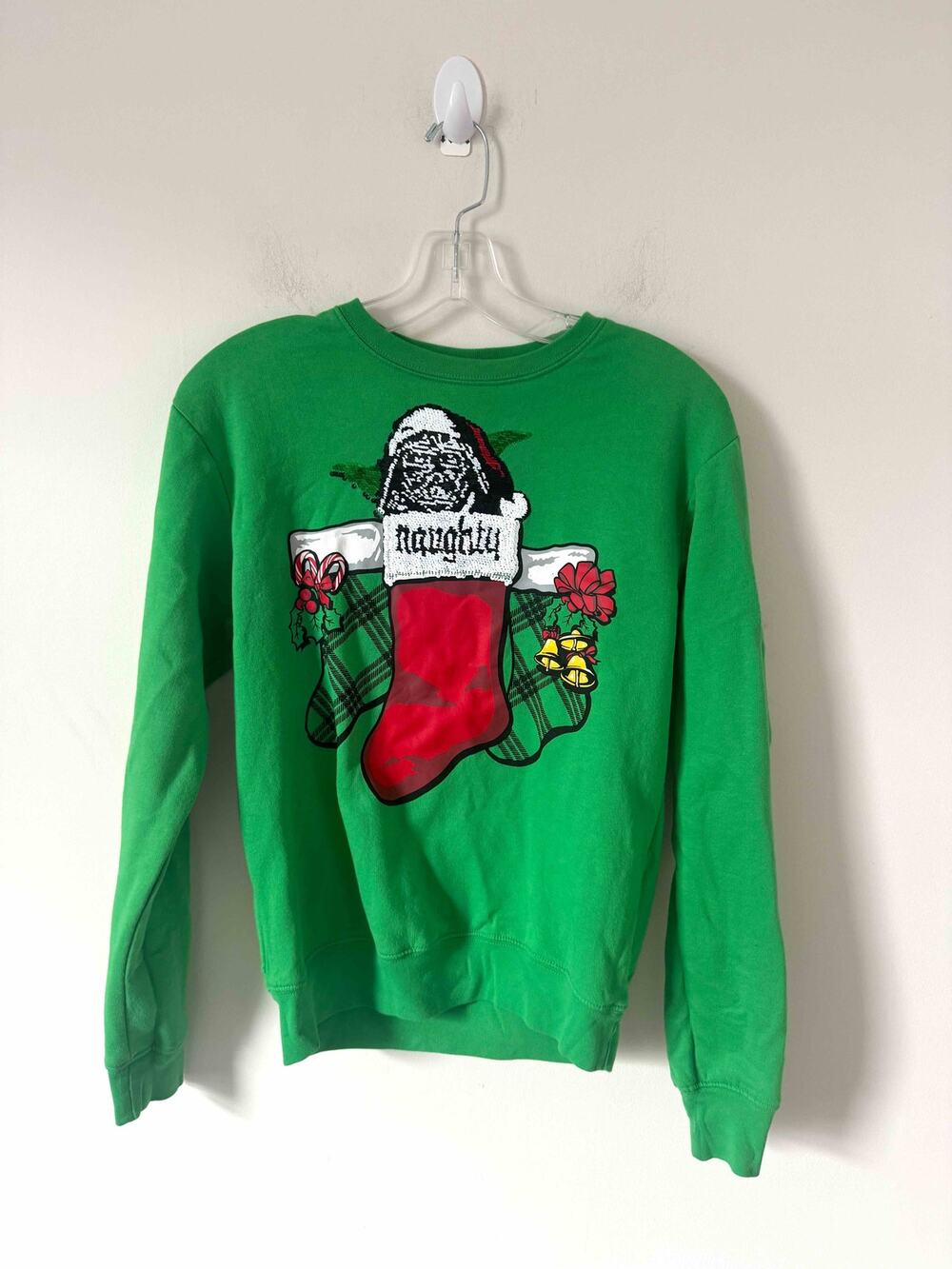 Star Wars Sequin Naughty Nice Crewneck Christmas Holiday Sweatshirt Size Medium